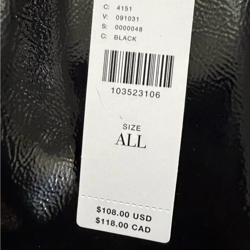 NWT new Anthropologie shiny faux patent leather tote bag purse black